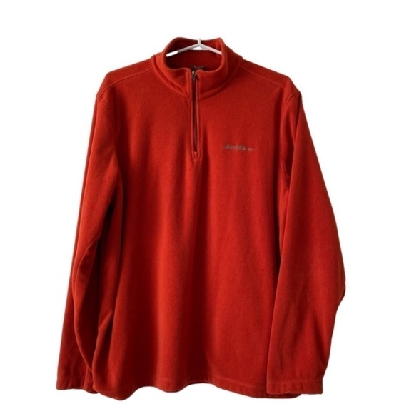 EDDIE Bauer orange fleece pullover 1/4 zip size L - Picture 1 of 8